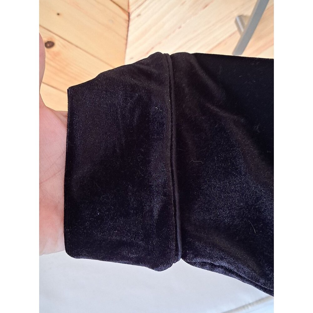 Lauren Ralph Lauren Black Velvet Button-Front Pajama Top XL Embroidered Pockets - Picture 4 of 12